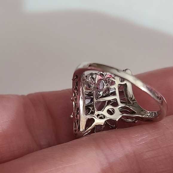 925 tourmaline stauer sterling silver cluster ring lavender purple sz 6 estate - Picture 8 of 16